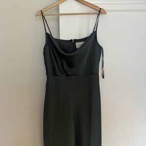 BHLDN Cali Satin Cowl-Neck Midi Slip Dress